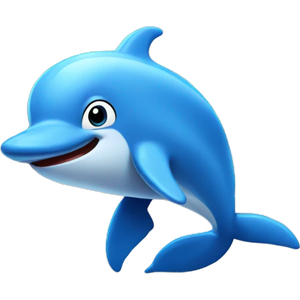 A blue dolphin walking around in a circus emoji
