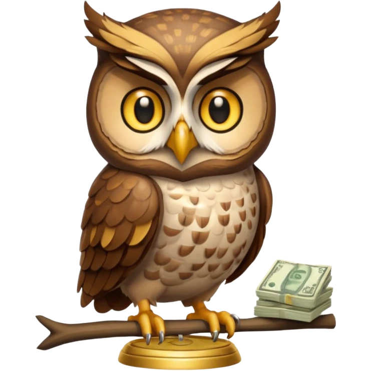 holding money and scale mascot owl emoji