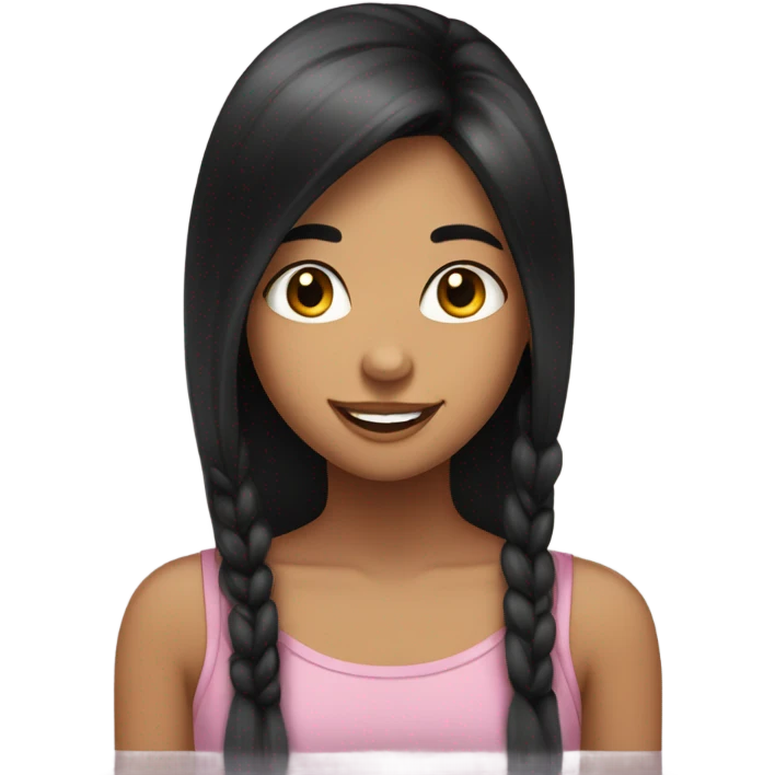 a girl with long black hair olive skinned happy expression eyelashes  emoji