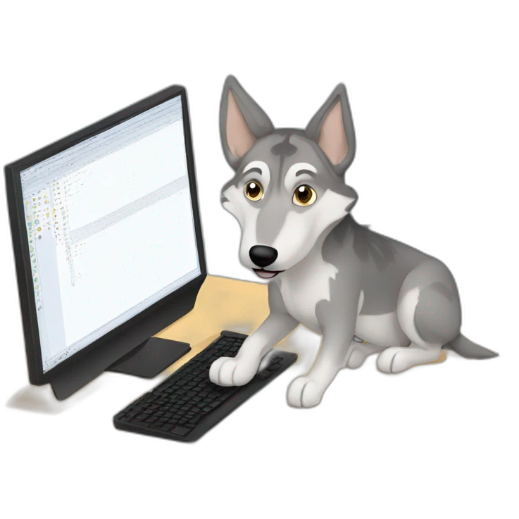 Czechoslovakian wolfdog working on a computer   emoji
