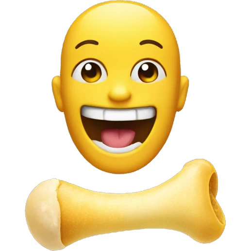 emoji smiling eating a yellow bone emoji