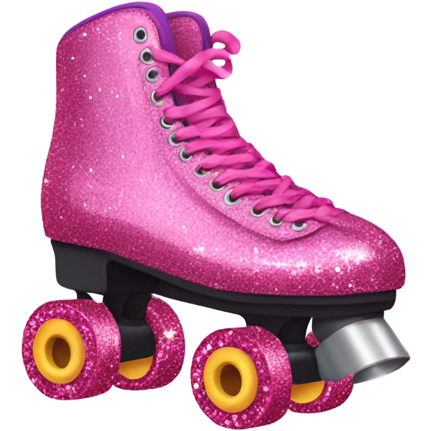 Pink glitter roller skates with hearts  emoji
