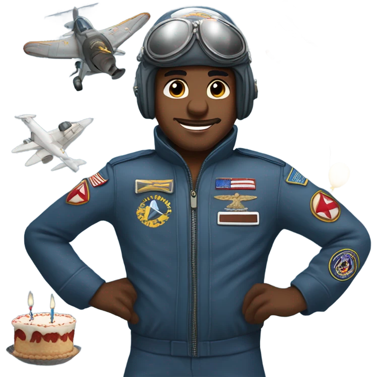 Rolando Cooper as a fighter pilot celebrating his birthday emoji