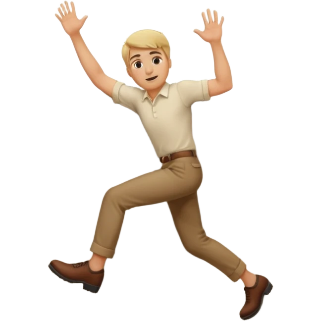 Blonde man with brown trousers and cream shirt climbing over wall emoji