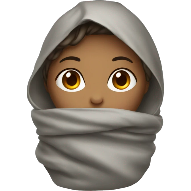 Girl wrapped up in a blanked emoji