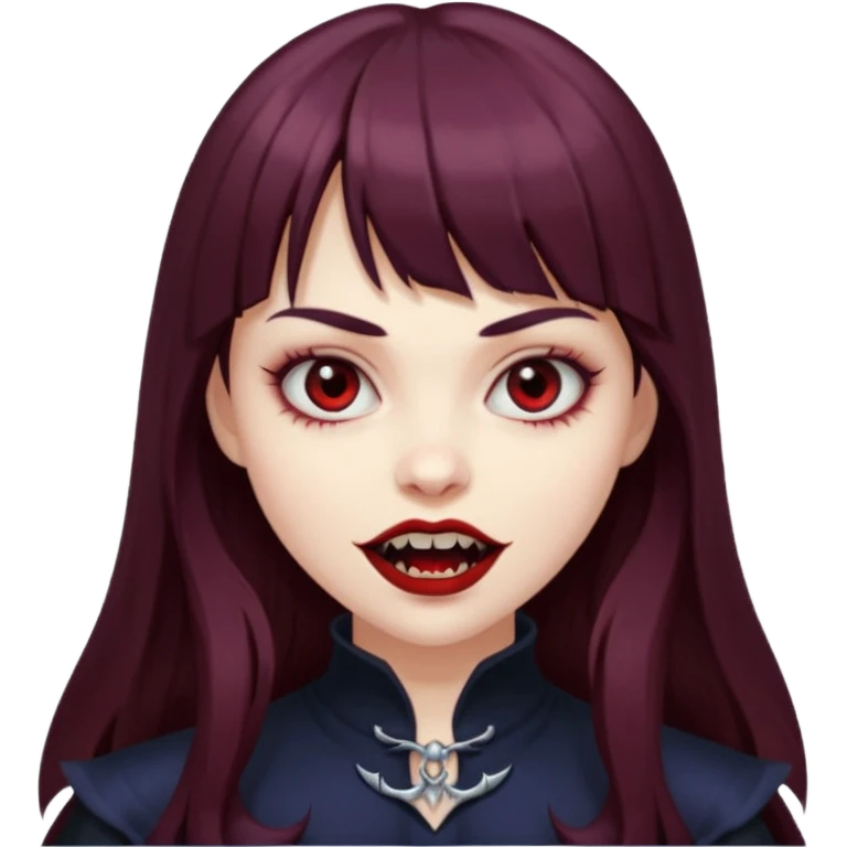 eu quero uma menina de franja e cabelo comprido cabelo castanho parecendo uma vampira emoji