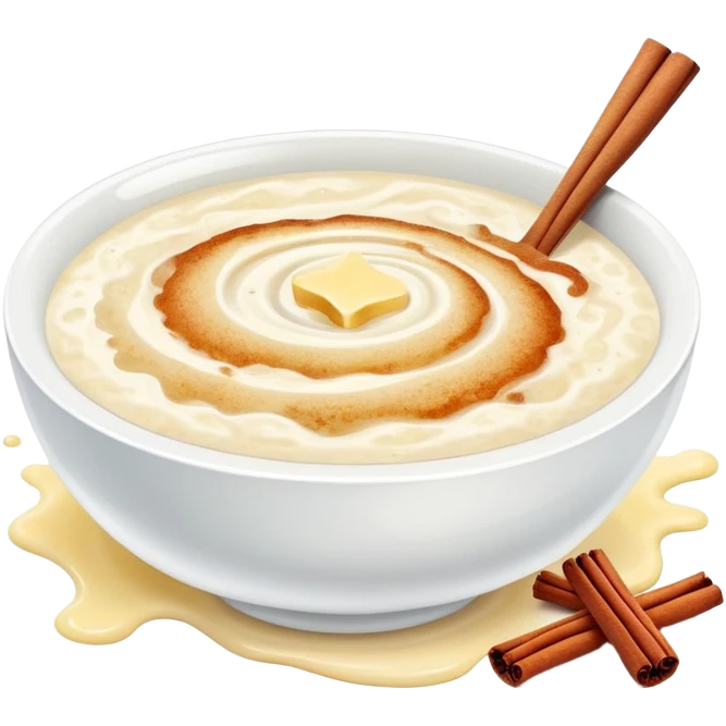 sour cream porridge with butter, sugar cinnamon and a glass of red water emoji
