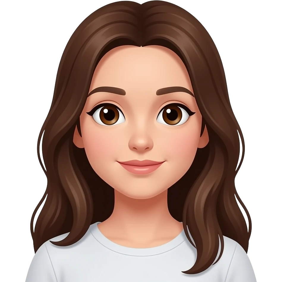 Avatar de chica de pelo castaño largo ojos cafés oscuros emoji