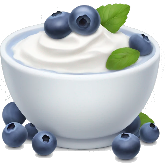 Bowl of Greek yogurt and blueberries emoji