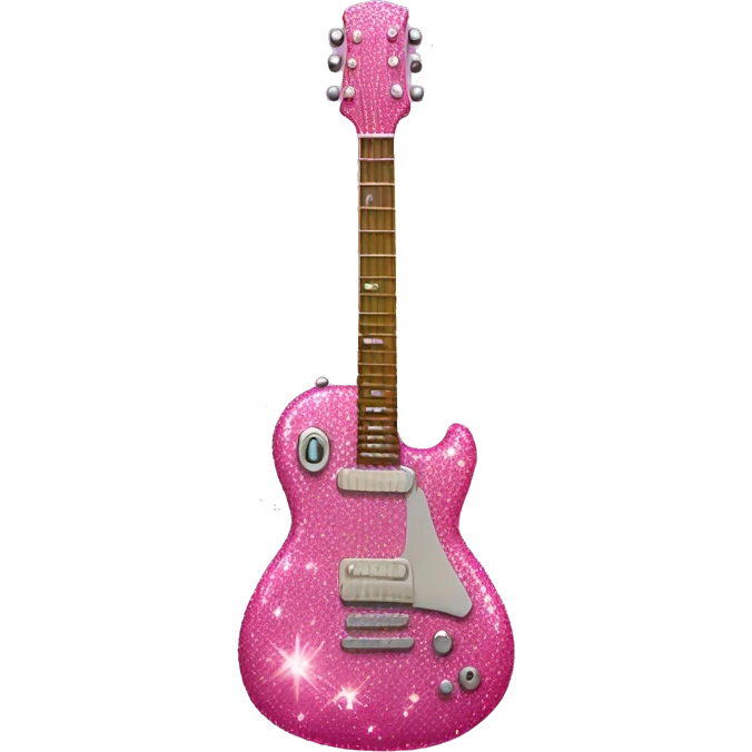 a very sparkly pink guitar emoji
