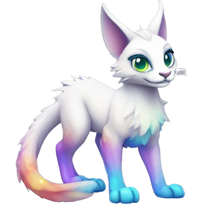 Cute Kawaii Epic Ethereal Sparkly Colorful Sergal-Caracal-Vernid full body emoji