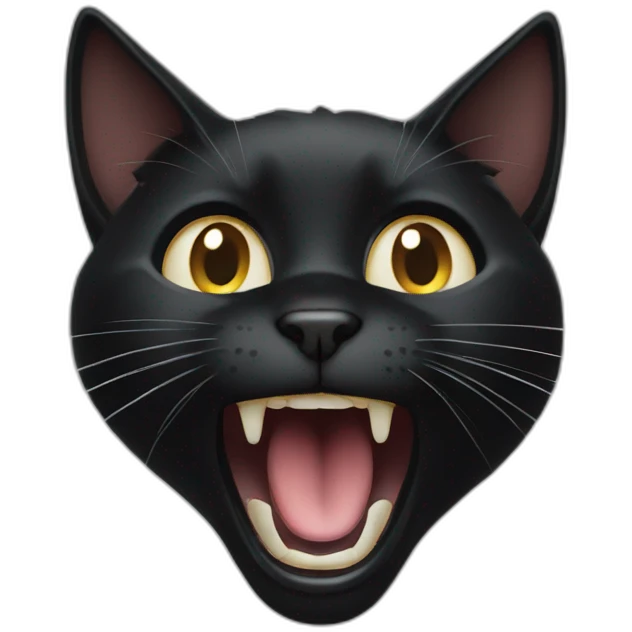 Black cat yawning emoji