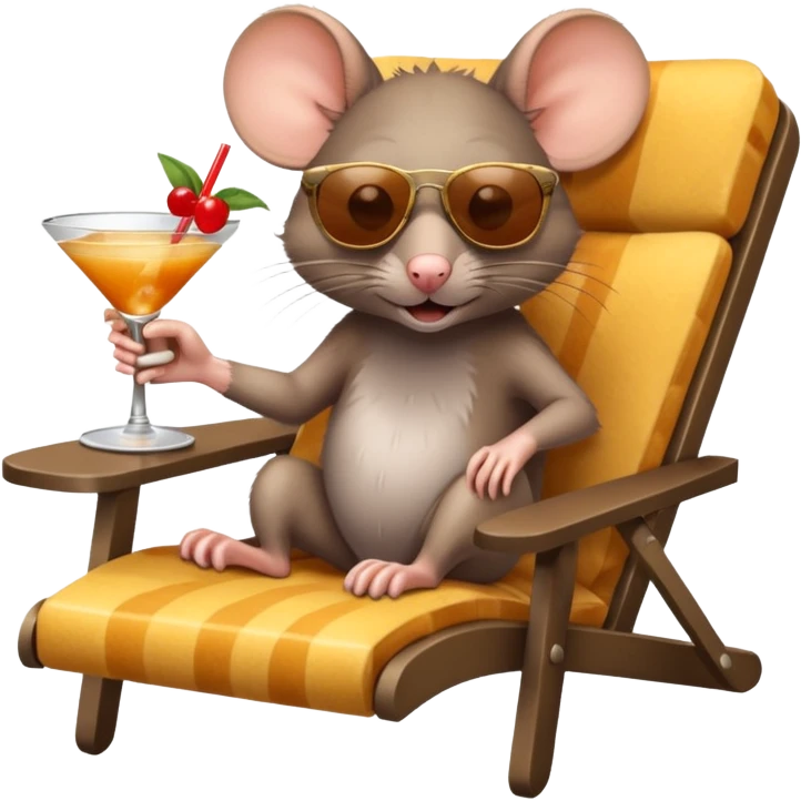 Rat in a lounge chair with a cocktail emoji