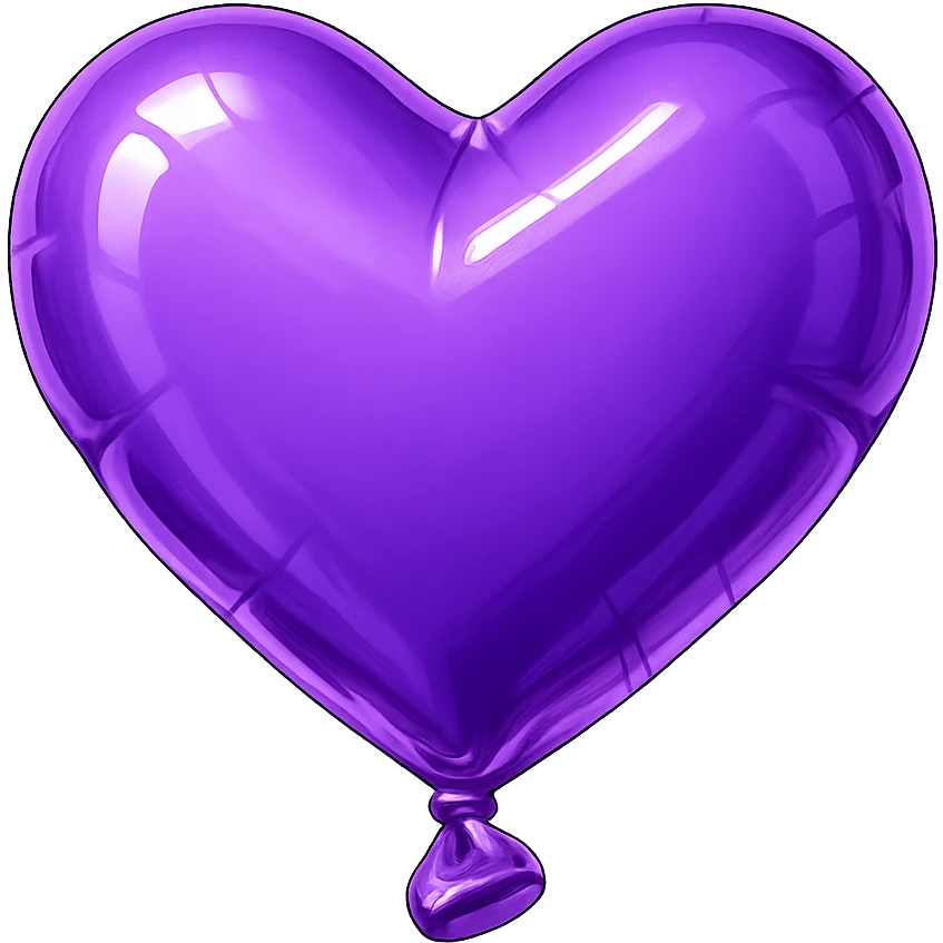 purple heart, balloon style, inflated, no text emoji