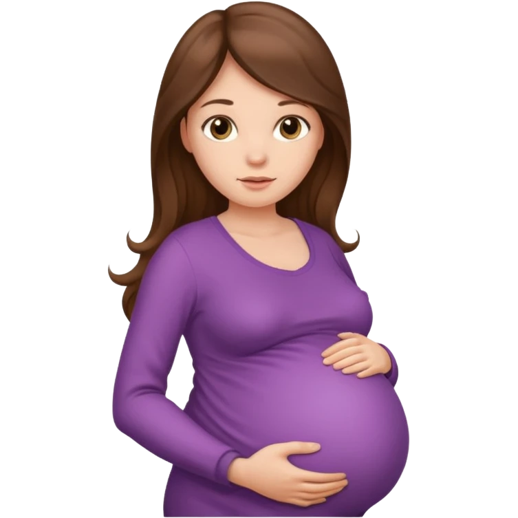 Girl pregnant long brown hair emoji