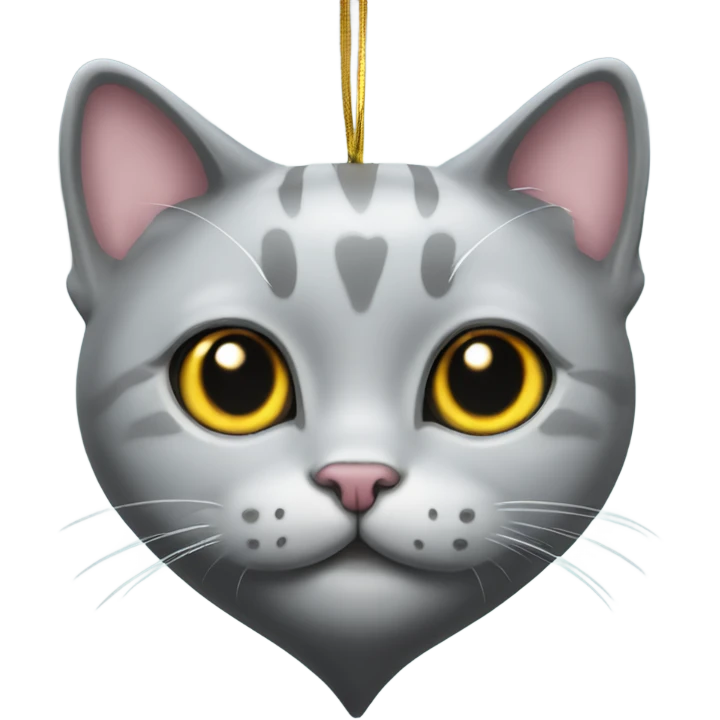 silver British cat is hanging heart emoji
