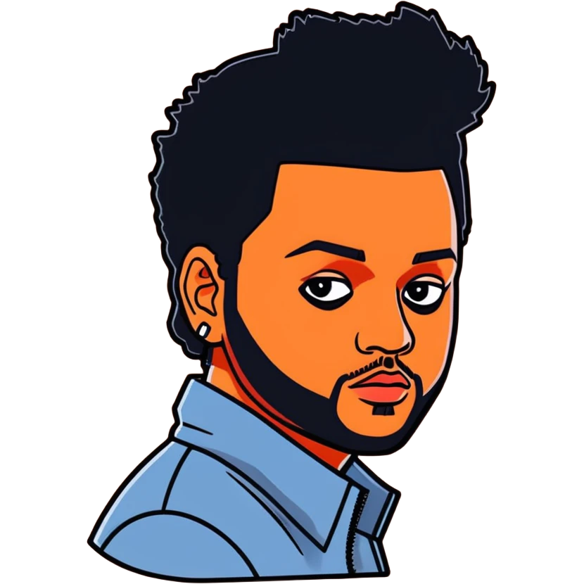 2012, The Weeknd,  canadian celebrity and singer from Toronto, hyperrealistic, mirco-detailed, vibrant 3D sticker design
 Must be 8k hd, 8000x8000px resolution. Must use very thin transparent smooth lines emoji