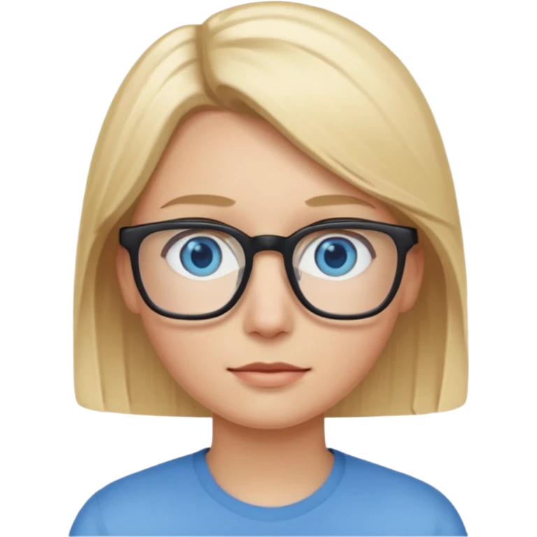 person with straight blonde hair, blue eyes, and glasses emoji emoji