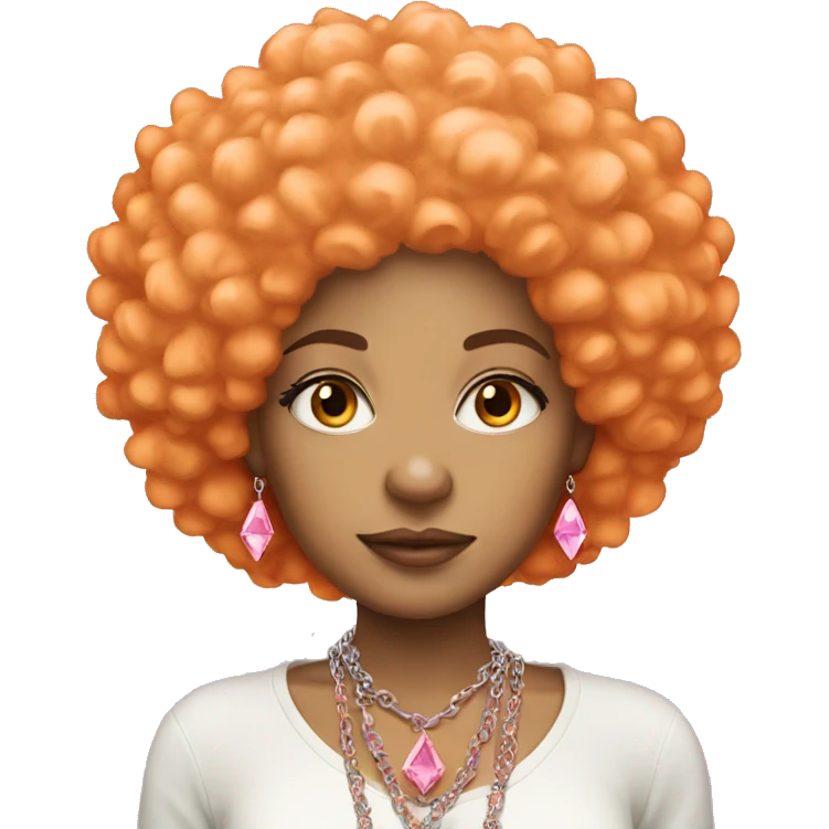 light skin girl with orange afro and pink diamond chain  emoji