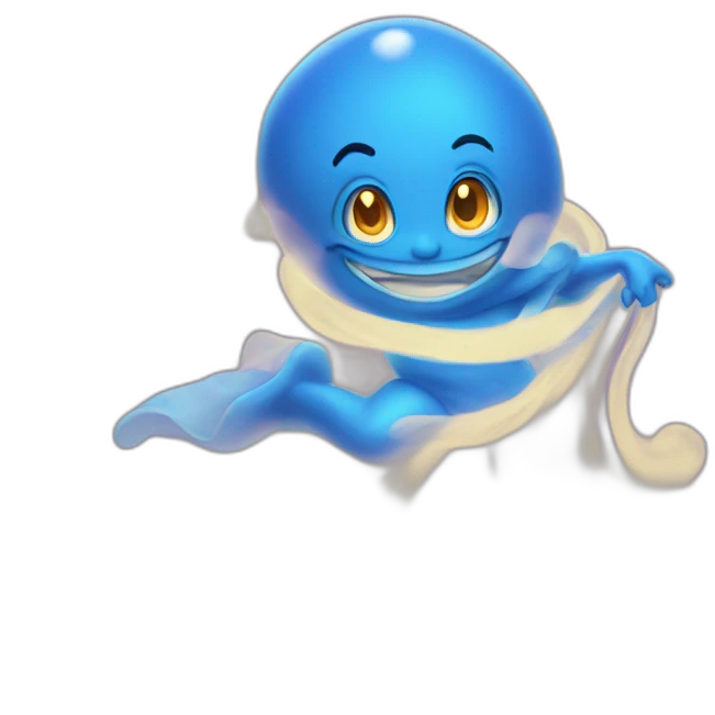 Blue genie floating ghost from Aladdin  emoji