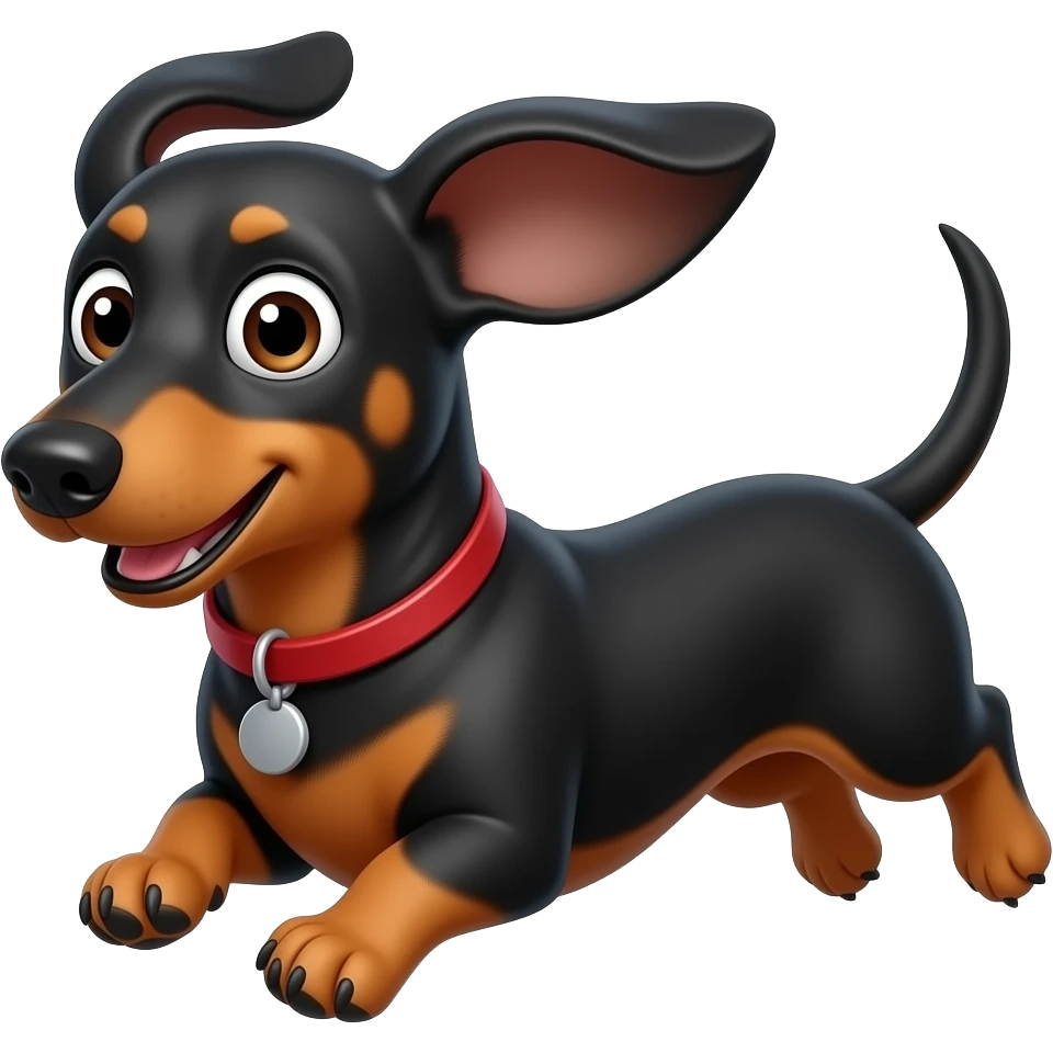 whimsical running dachshund wide eyes full body emoji