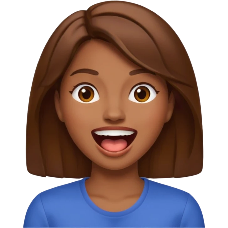 Woman brown hair with mouth open emoji