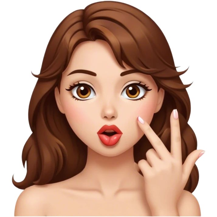Sexy girl brown hair Blowing kisses  emoji