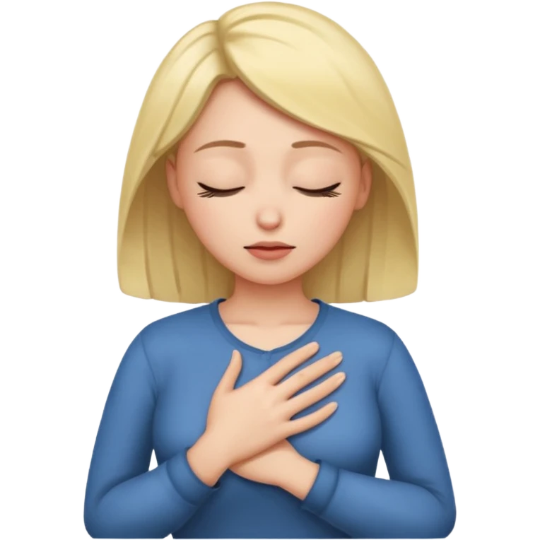 una mano en pecho ojos cerrados mujer emoji