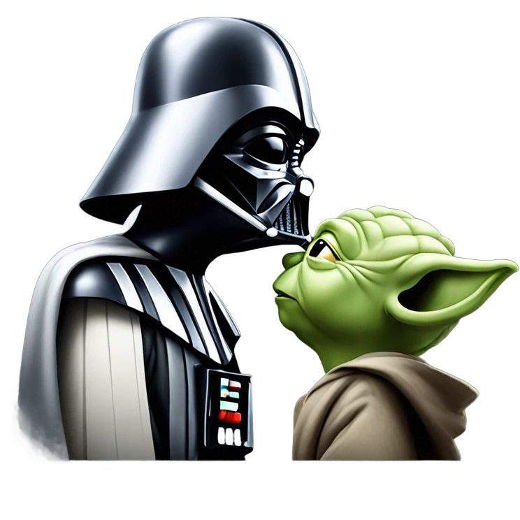 Darth Vader kissing Yoda ￼ emoji