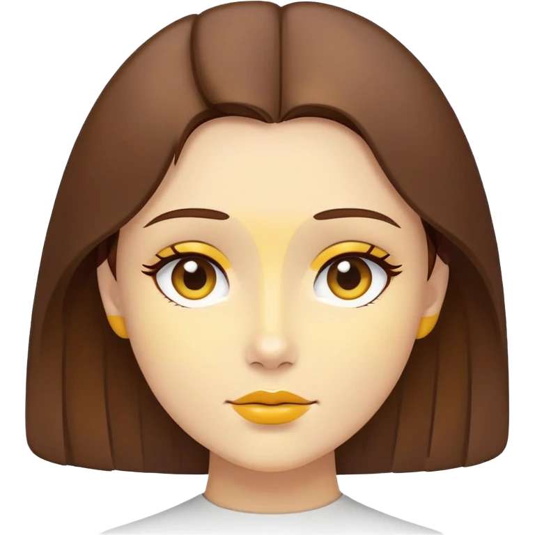 ultra minimal belle face, tiny icon size, extremely simple line work, basic brown hair shape, yellow accent, no details emoji