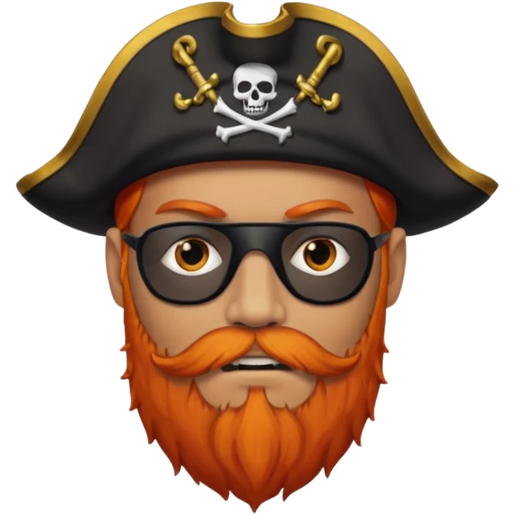 Pirata con un parche grande y negro que le cubra un ojo y con barba anaranjado emoji