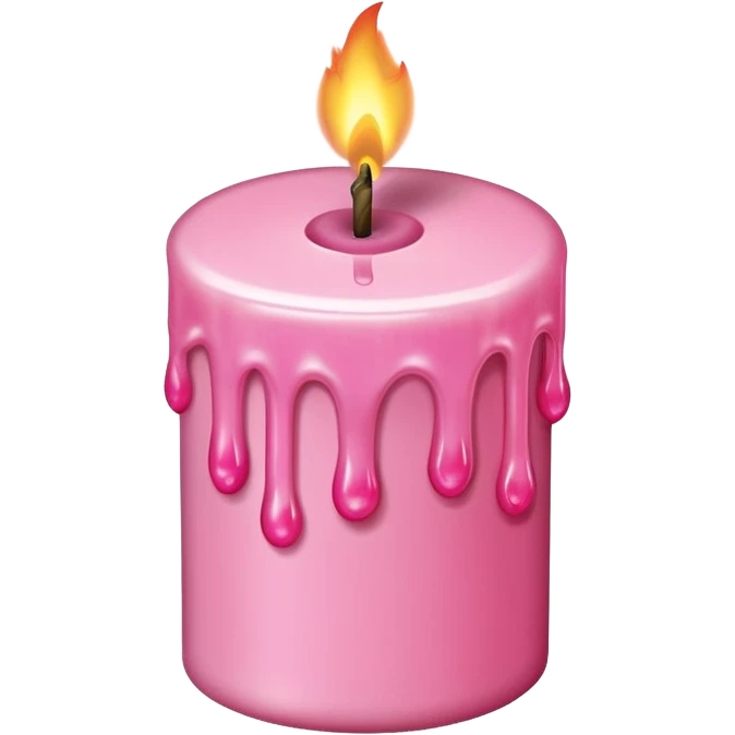 A drawing of a flaming pink candle that could be used at a romantic dinner table. The camera should be isometric at a 45-degree angle. emoji