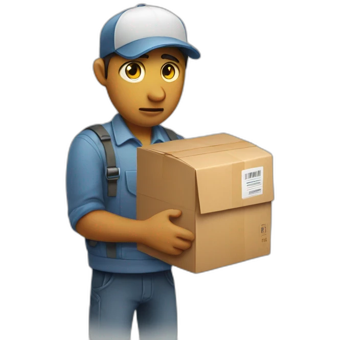 Sad courier delivering a package emoji