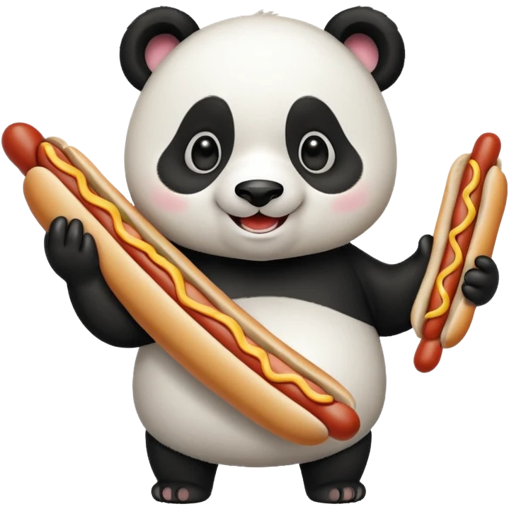 panda holding single hotdog emoji