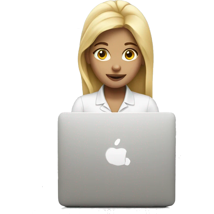 blond girl working on mac emoji