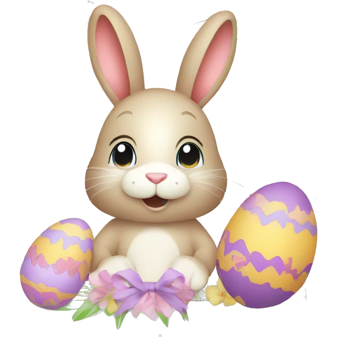 Easter Greeting Card with Bunny, square frame emoji