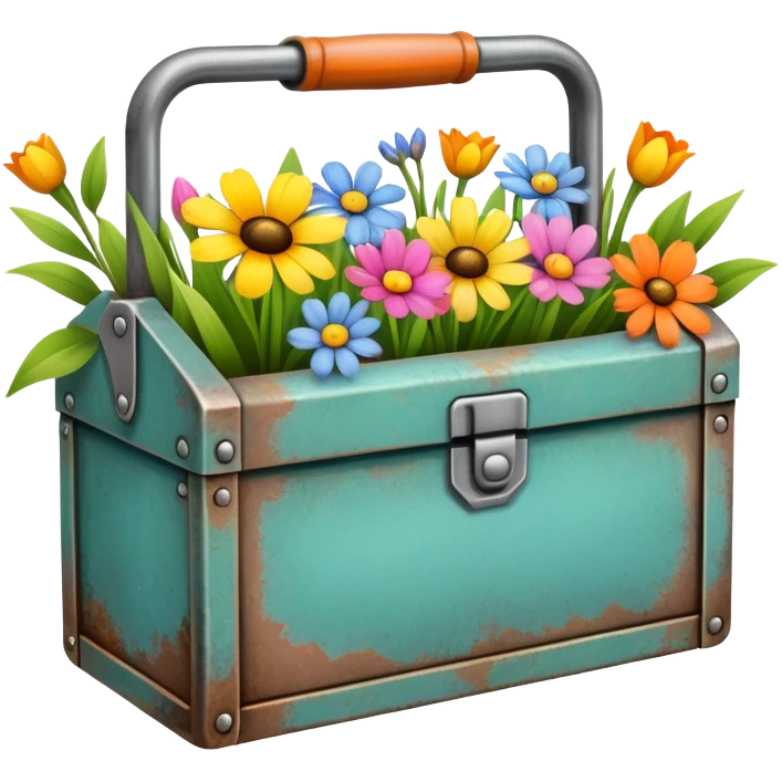 spring themed tool box with flowers emoji