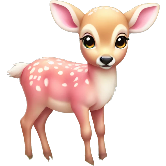 cute pink baby deer standing eating grass emoji