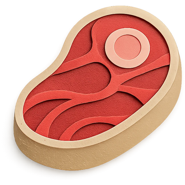 steak in paper craft style, no background emoji