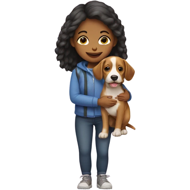 Girl holding dog emoji