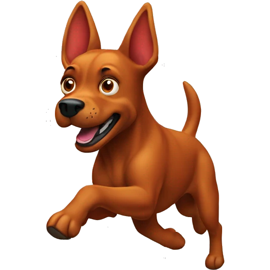 solid red dog with pointed ears running emoji