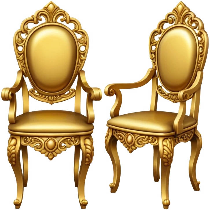 ancient gold chair, front back and side views emoji