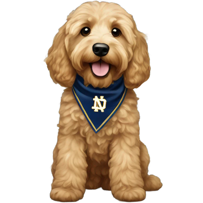 Goldendoodle with notre dame bandana emoji