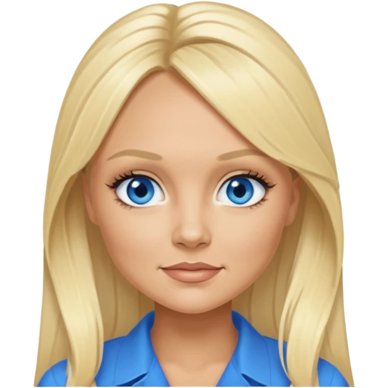 Emma Bunton with blue eyes, blonde long ponytail hair emoji