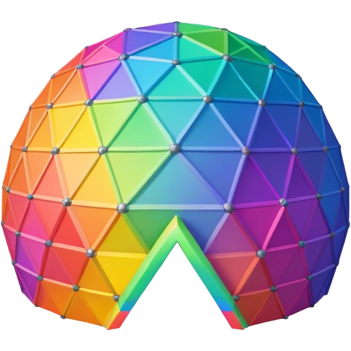 Geodesic dome with trippy glowing rainbow colors emoji