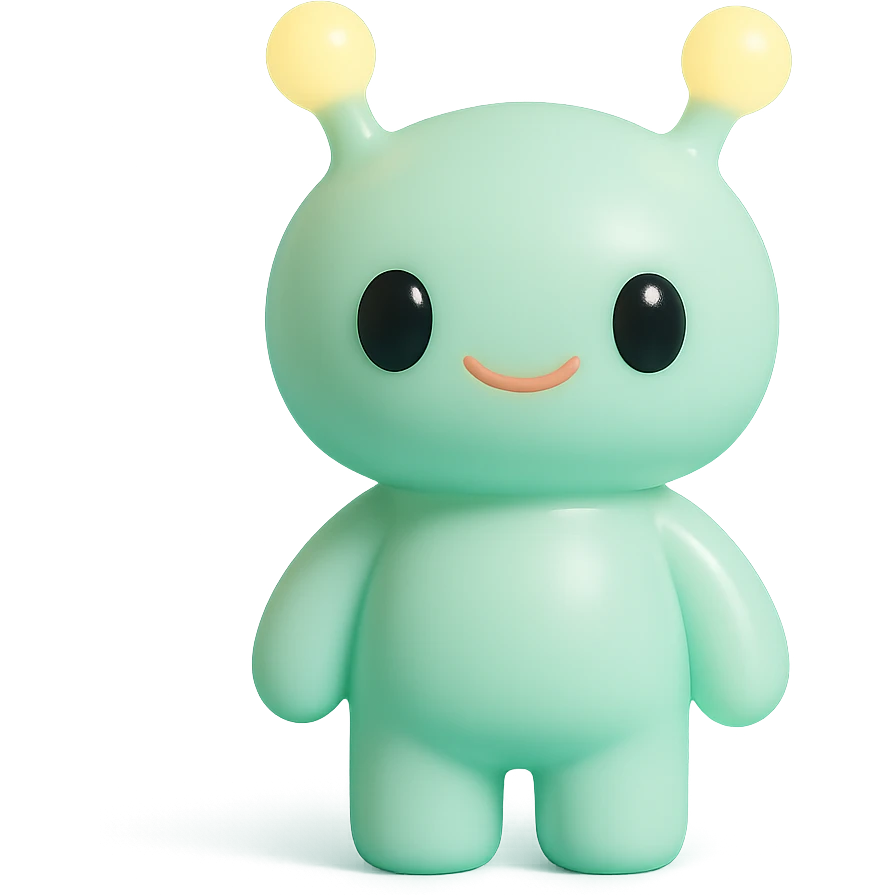 alien with glowing antennae, friendly expression emoji
