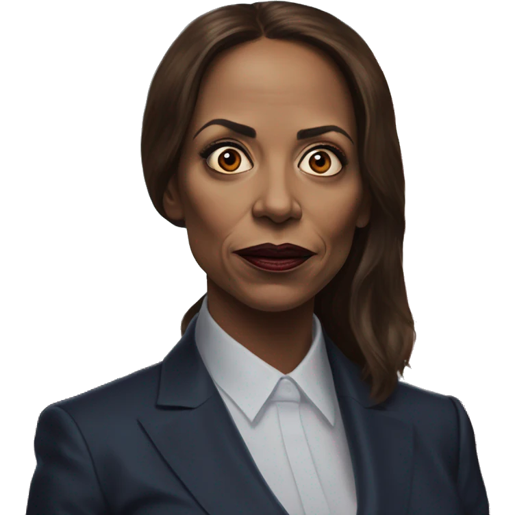 US president Kamala in Marvel Avenger style, oil paint, mysterious eyes, intricate lips, masterpiece portrait, odd perspective, beautiful, desirable, logical, midsommar, ikea emoji