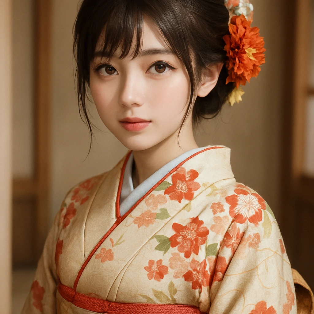 realistic anime style woman in a kimono emoji