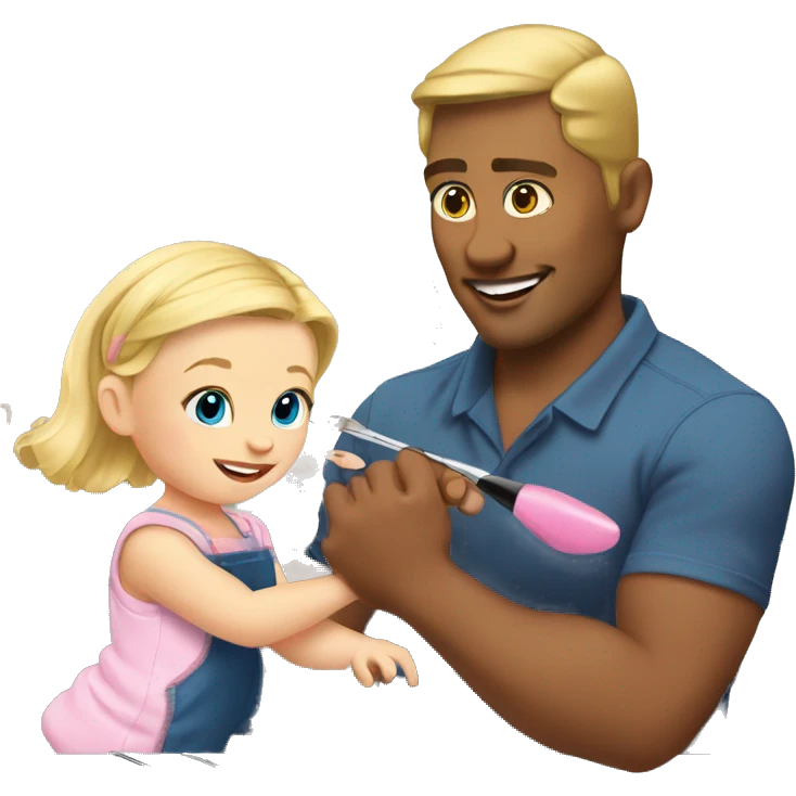 blonde babydaughter gives blonde dad a manicure emoji