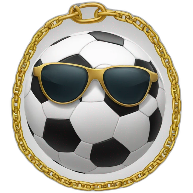 soccer ball wearing chain with shades looking like gangster emoji